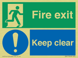 Fire exit Keep clear dual sign